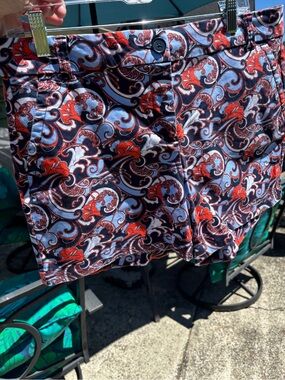 Crown & Ivy Red & Blue Paisley Print Shorts